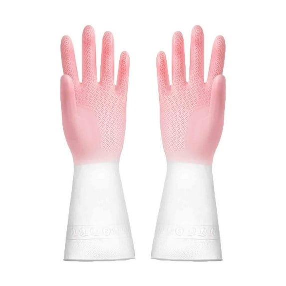 Thickened Rubber Cleaning Gloves for Kitchen Dishwashing Household Chores Heavy Duty Reusable Waterproof Latex Gloves with Grip for Women Men