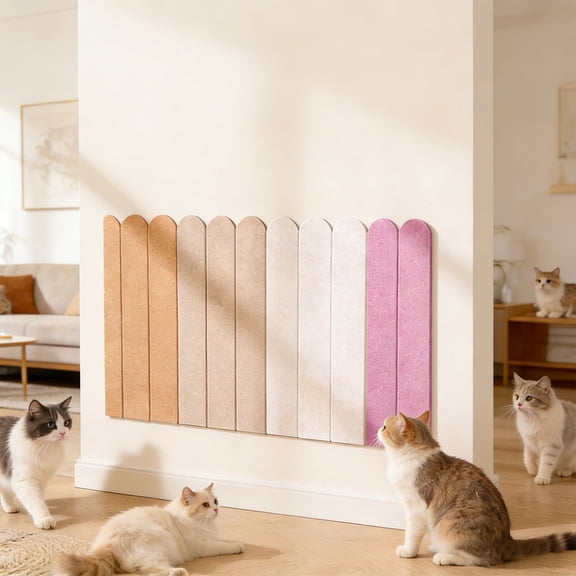 Thickened Self-Adhesive Vertical Cat Scratcher Wall Sticker, Wear Resistant No Shed PET Claw Grinding Pad, Wall Furniture Protector for Indoor Cats,11.81in × 23.62in,C