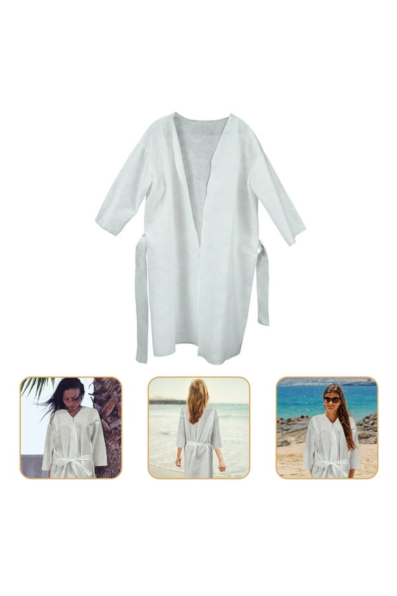 Moluckfu Travel Bathrobe Men Bathrobe White Cotton 1Pcs 40X26X23In