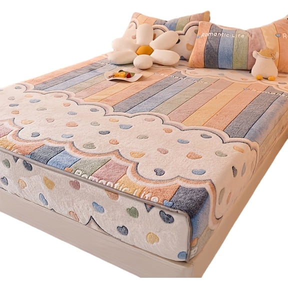 Thickened Soft Breathable Flannel Fitted Sheet - Year-Round Comfort for Restful Sleep