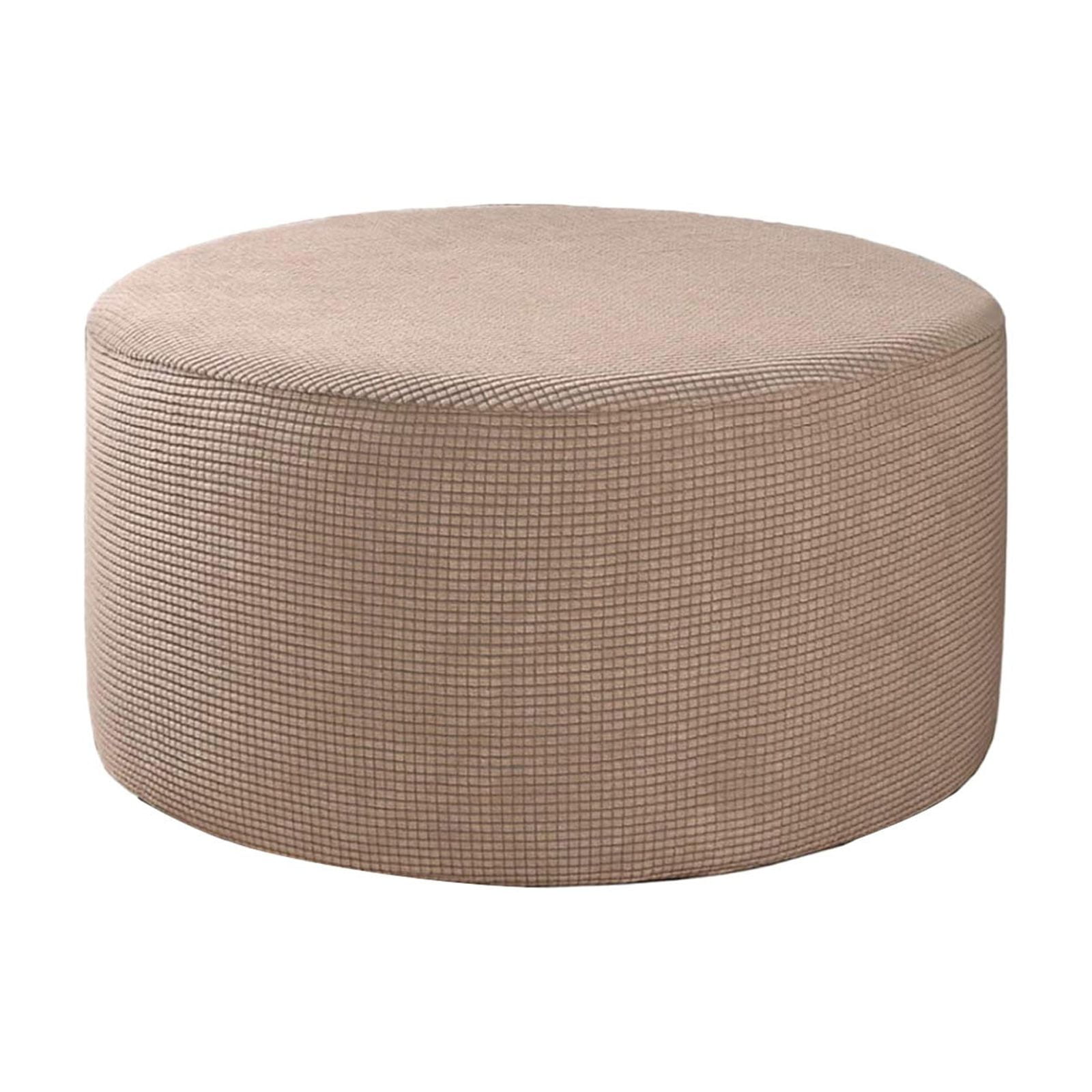 Thickened Solid Color Round Low Stool Ottoman Cover Elastic Full Lumber