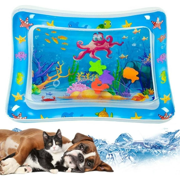 Thickened Splash Pad for Cats & Kids - Interactive Fish Design Sensory Mat - Pet/Kiddie Water Activity Toy Perfect for Bath Time/Poolside Fun Indoor/Outdoor Splash Pad for Sensory Development