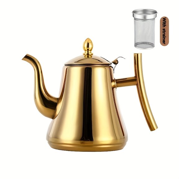 Thickened Stainless Steel Kettle with Filter, Tea Pot, Coffee Pot, Cold Water Pitcher, for Home, Hotel & Restaurant, Induction Cooker Compatible
