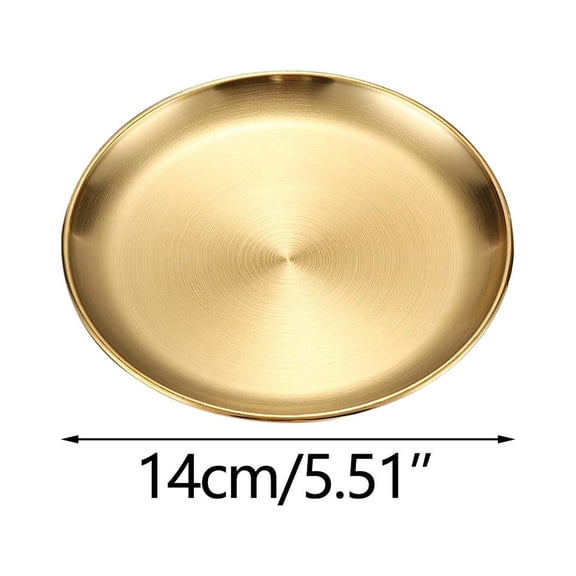 Thickened Stainless Steel Serving Plates,Multi-Purpose Round Dinner Disc,Stainless Steel Plates 304 Metal Lightweight Unbreakable Dinner Dishes Plates,For Coffee Table Living Room,Bathroom-gold