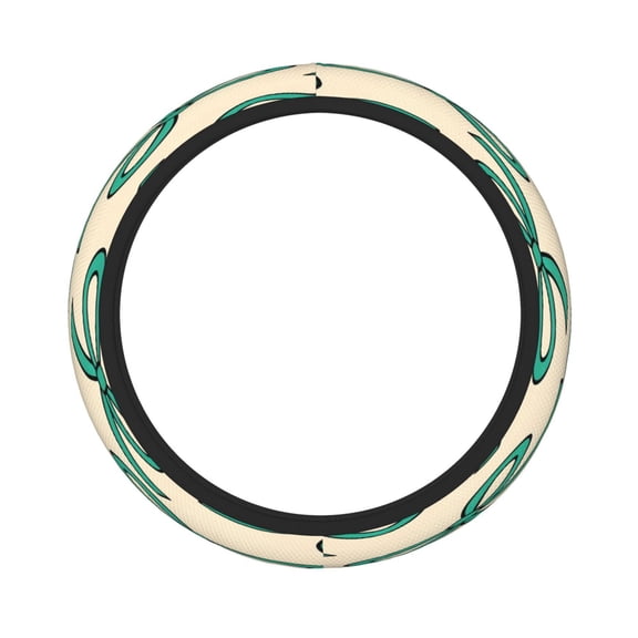 Thickened Steering Wheel Cover Water-Resistant Non-Slip Breathable Easy To Install Machine Washable Fits Sedans Suvs Trucks Green Bows On A Beige Background