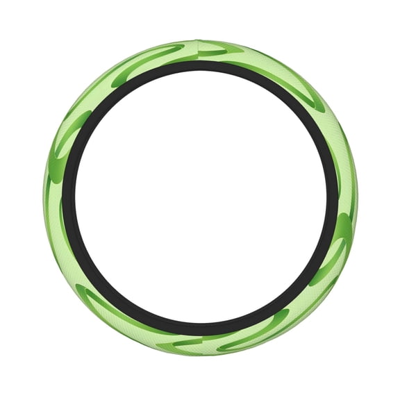 Thickened Steering Wheel Cover Water-Resistant Non-Slip Breathable Easy To Install Machine Washable Fits Sedans Suvs Trucks Green Seamless Ribbon Pattern