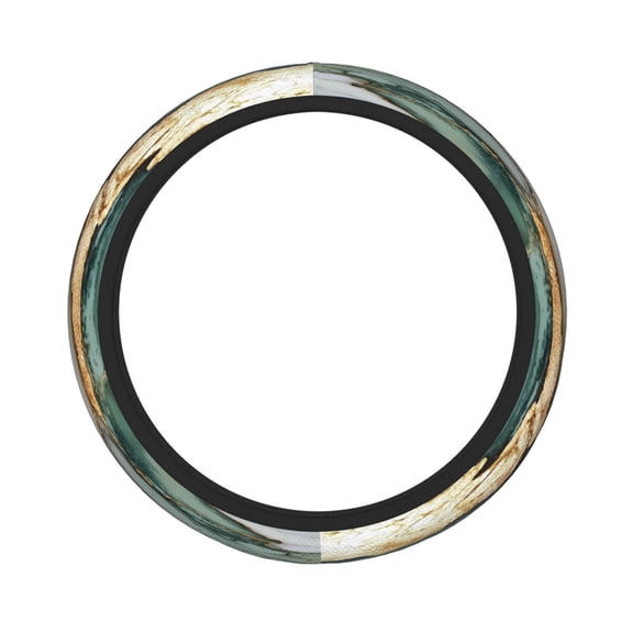 Thickened Steering Wheel Cover Water-Resistant Non-Slip Breathable Easy To Install Machine Washable Fits Sedans Suvs Trucks Green And White Gold Marble