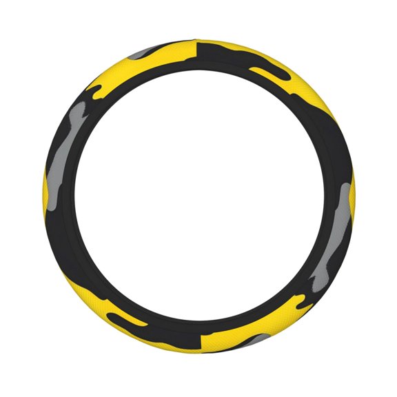 Thickened Steering Wheel Cover Water-Resistant Non-Slip Breathable Easy To Install Machine Washable Fits Sedans Suvs Trucks Vector Camouflage Pattern Yellow_4