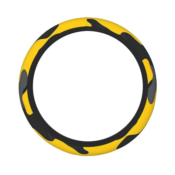 Thickened Steering Wheel Cover Water-Resistant Non-Slip Breathable Easy To Install Machine Washable Fits Sedans Suvs Trucks Vector Camouflage Pattern Yellow_2
