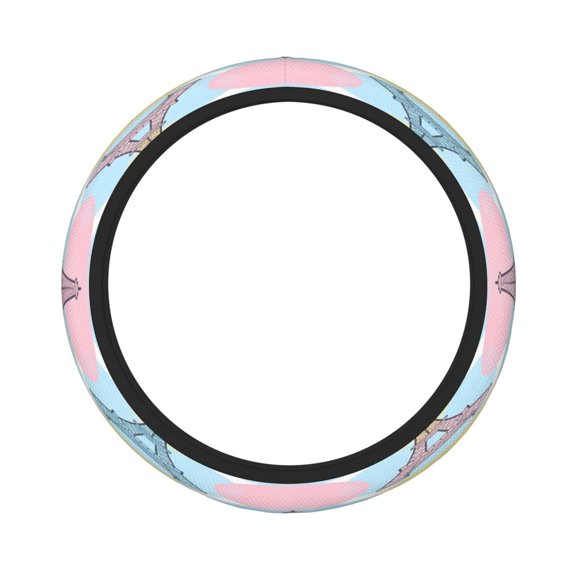 Thickened Steering Wheel Cover Water-Resistant Non-Slip Breathable Easy To Install Machine Washable Fits Sedans Suvs Trucks Eiffel Tower (2)