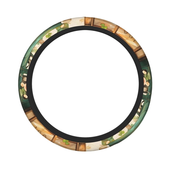 Thickened Steering Wheel Cover Water-Resistant Non-Slip Breathable Easy To Install Machine Washable Fits Sedans Suvs Trucks Green Clover Truck