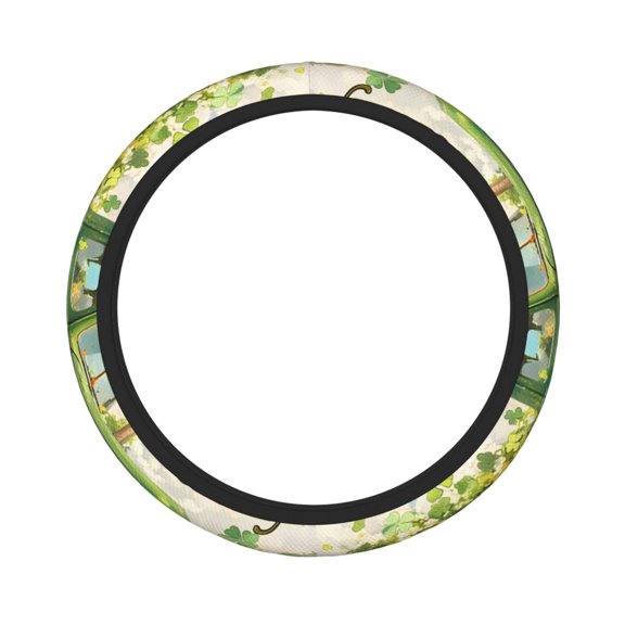 Thickened Steering Wheel Cover Water-Resistant Non-Slip Breathable Easy To Install Machine Washable Fits Sedans Suvs Trucks Green Truck Clover