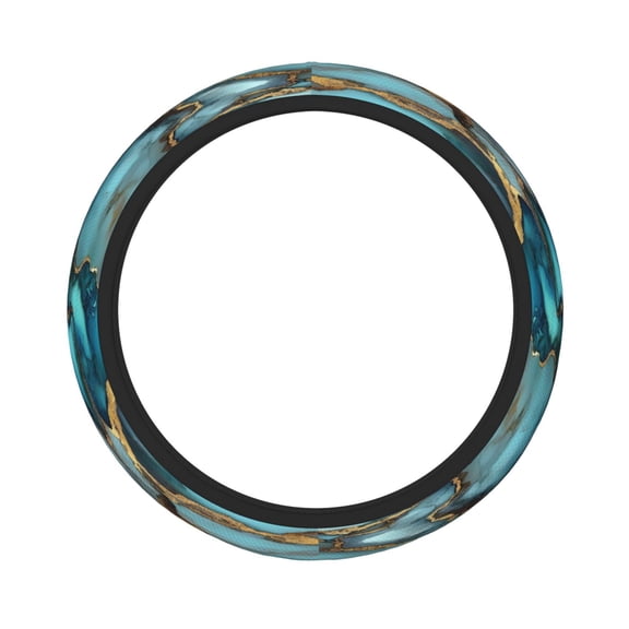 Thickened Steering Wheel Cover Water-Resistant Non-Slip Breathable Easy To Install Machine Washable Fits Sedans Suvs Trucks Teal Gold Marble