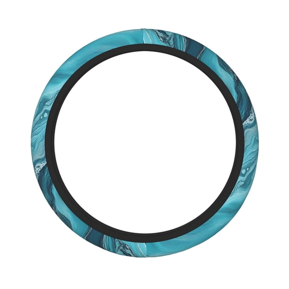 Thickened Steering Wheel Cover Water-Resistant Non-Slip Breathable Easy To Install Machine Washable Fits Sedans Suvs Trucks Teal Marble_1