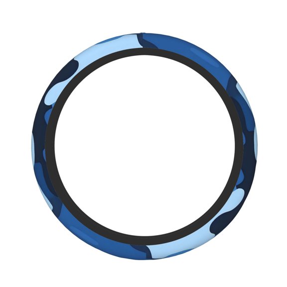Thickened Stretchable Steering Wheel Cover Anti-Slip Universal Fit For Sedan Suv Truck Durable Comfort Grip Vector Camouflage Pattern Blue_1