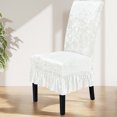thumbnail image 1 of Thickened Stretchy Velvet Chair Cover with Skirt | High-Back Dining Chair Slipcover | Solid Color Universal Fit for Home, Hotel, Restaurant & Events, 1 of 6