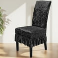 thumbnail image 1 of Thickened Stretchy Velvet Chair Cover with Skirt | High-Back Dining Chair Slipcover | Solid Color Universal Fit for Home, Hotel, Restaurant & Events, 1 of 6