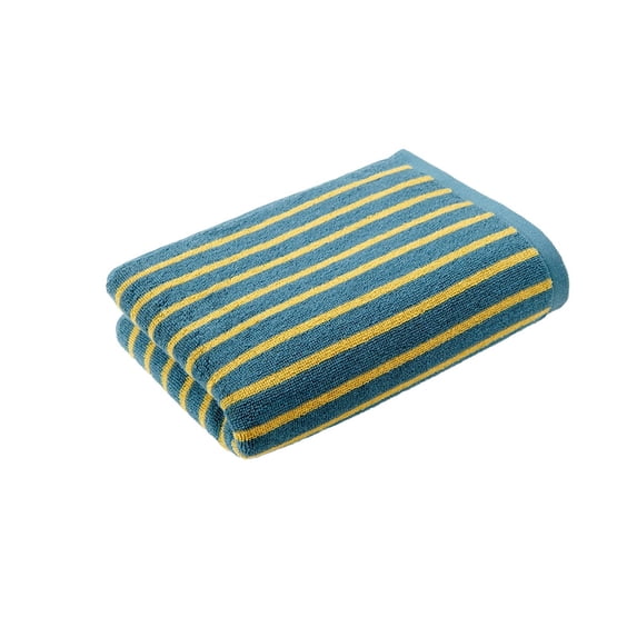 Thickened Striped Adult Towel for Home Use - Highly Absorbent, Lint-Free, Soft Cotton Bath Towel for Shower, Gym, Travel - Teal & Yellow