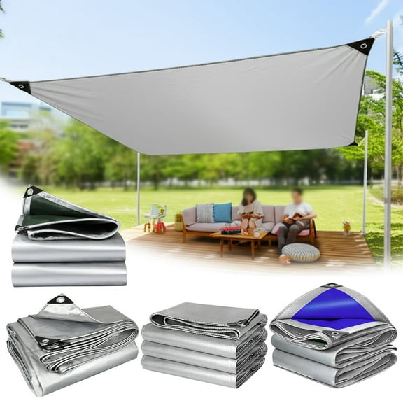 Thickened Sunshade Insulation Cloth,118x118" Tarpaulins with Grommets,Outdoor Heavy Duty Tarp PVC, UV Resistant,Tear&Fade Resistant,Finished Size Cover for Outdoors Patio,Pool,Boat,Roof,Camping