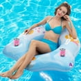 thumbnail image 1 of Thickened Swimming Pool Float, Swimming Pool Float, Swimming Pool Lounger, Inflatable Chair, Floating Chair, Adult Float with Mesh Bottom, Backrest and Cup Holder, Suitable for Adults, 43.4*41.4 inche, 1 of 8