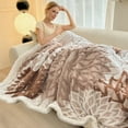 thumbnail image 1 of Thickened Taffeta Blanket, Lamb Fleece Winter Throw Blanket, Warm Nap Blanket for Office Home Sofa Bed, Khaki, 1 of 6