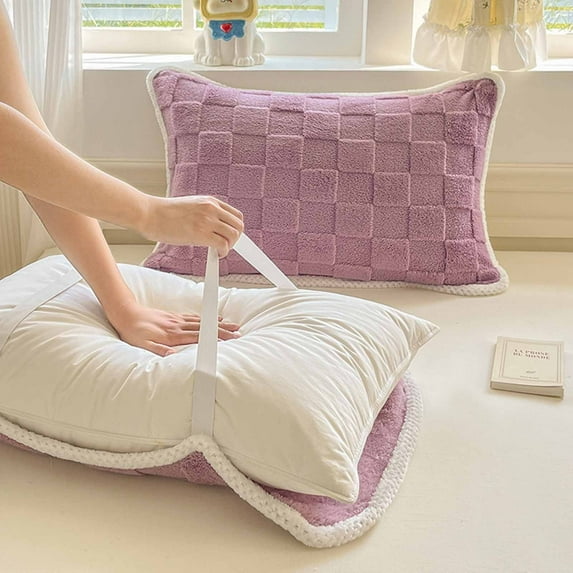 Thickened Taffeta Pillowcase, Warm Soft Pillow Cover, Elastic Fit, Anti-Static, Machine Washable, Multiple Colors, 50x80cm(19.68x31.69in)