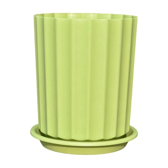 Thickened Tall Plastic Balcony Planter Pot Minimalist Round Flower Container With Saucer Green 11.02x8.46 Inch