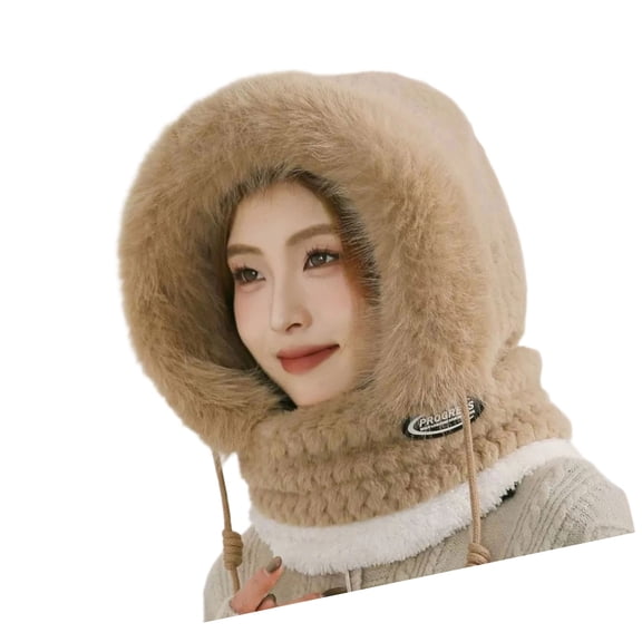 Thickened Thermal Face Covering Pullover Hat With Integrated Scarf Face Cover For Cold Weather Winter Windproof Headwear