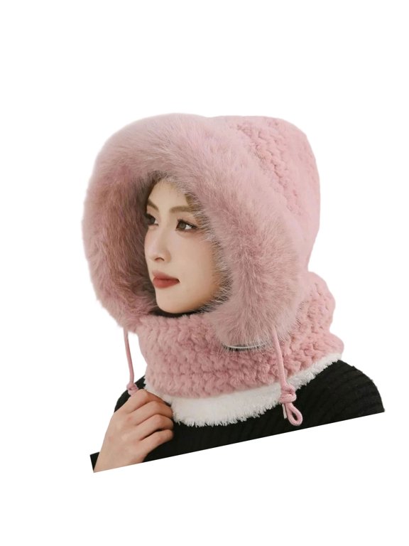 Thickened Thermal Face Covering Pullover Hat With Integrated Scarf Face Cover For Cold Weather Winter Windproof Headwear