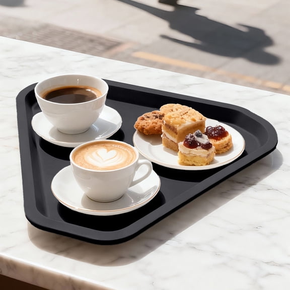 Thickened Triangular Frosted Plastic Tray, Heat-Resistant Food Serving Platter, Large Matte Finished Serving Board for Restaurants & Cafes