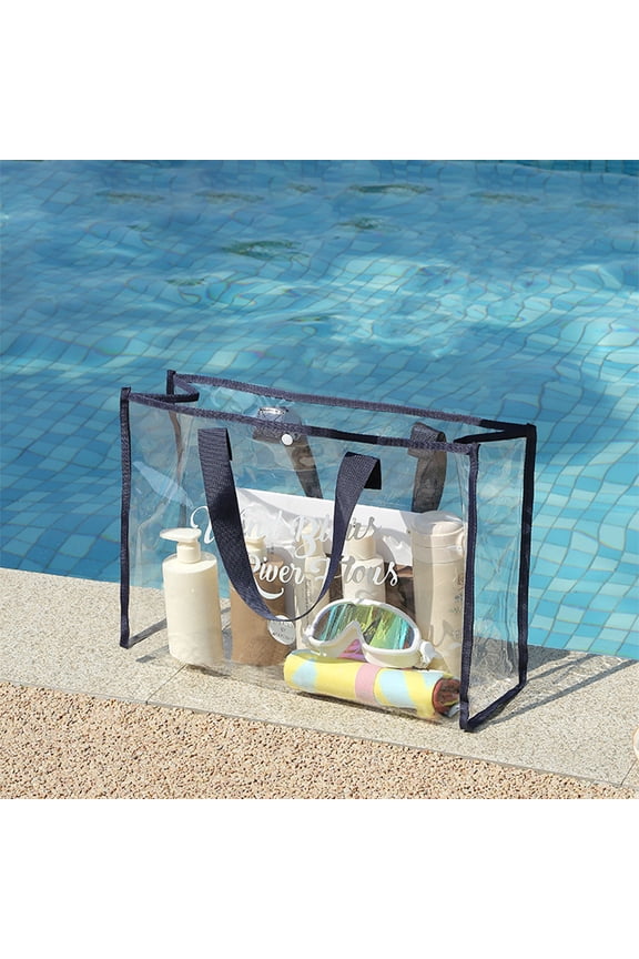 Thickened Vinyl Tote Bag, Clear Visible Handheld Organizer, Reliable Transparent Luggage Purse for Daily Travel Use