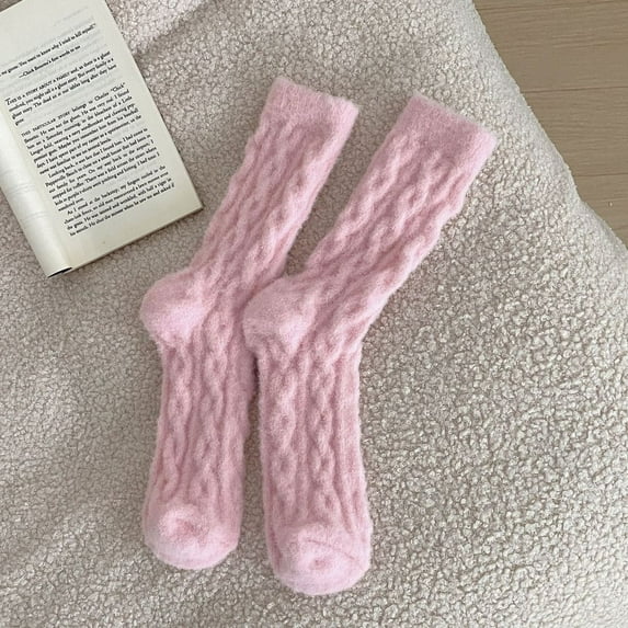 Thickened Warm Soft Fluffy Cotton Socks Fleece Socks Winter Velvet Socks PINK