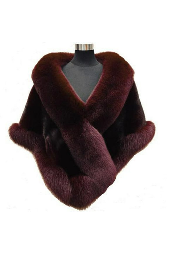 Thickened Warm Solid Color Fluffy Fur Shawl Loose Fit Winter Wedding Bridal Warm Coat