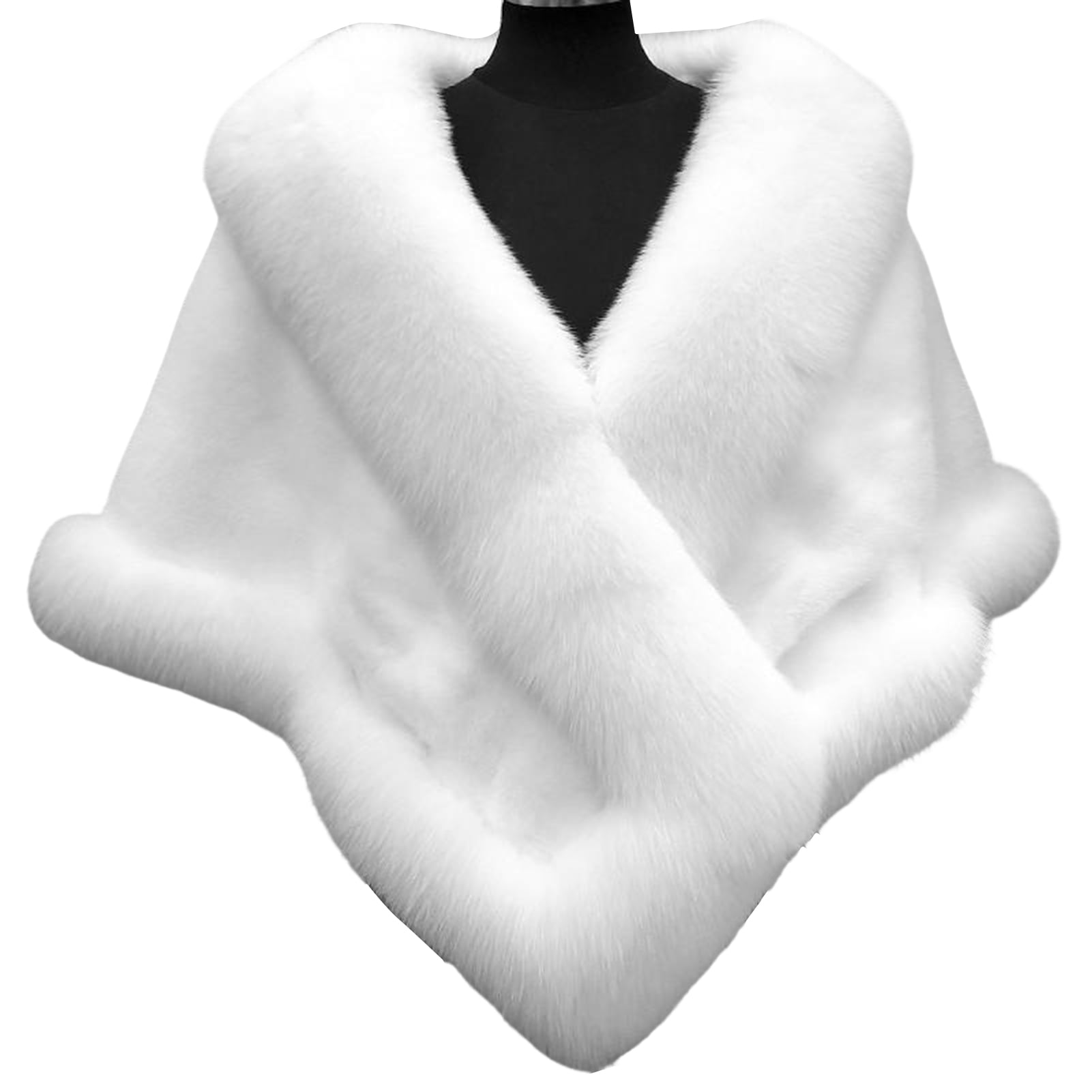Thickened Warm Solid Color Fluffy Faux Fur Shawl Loose Fit Winter