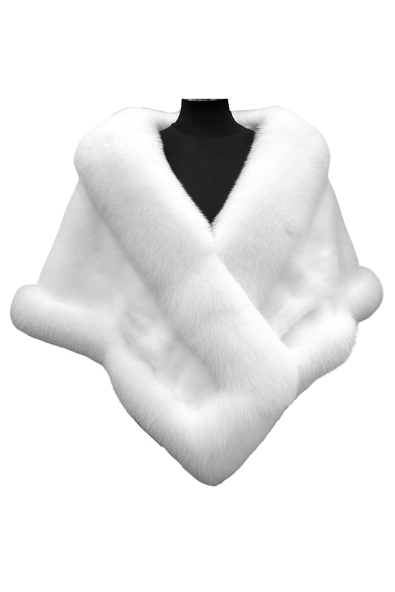 Thickened Warm Solid Color Fluffy Fur Shawl Loose Fit Winter Wedding Bridal Warm Coat