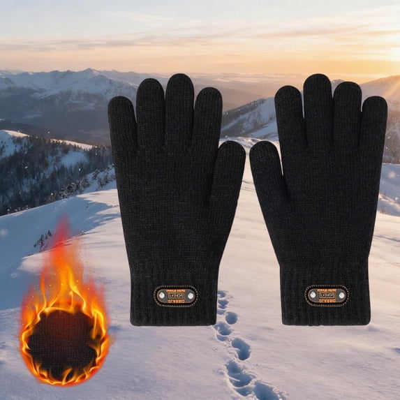Thickened Warm Windproof Fleece Gloves for Winter Cycling Skiing Hiking Outdoor Sports, Thermal Insulated Touchscreen Gloves for Men Women Adults