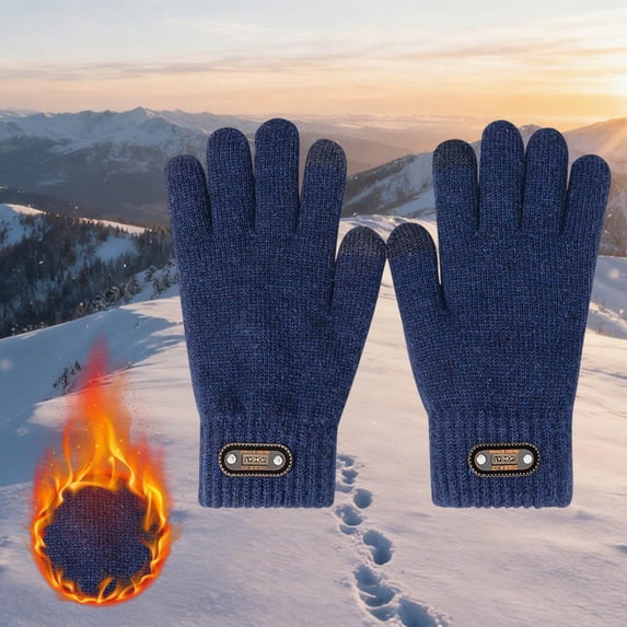 Thickened Warm Windproof Fleece Gloves for Winter Cycling Skiing Hiking Outdoor Sports, Thermal Insulated Touchscreen Gloves for Men Women Adults