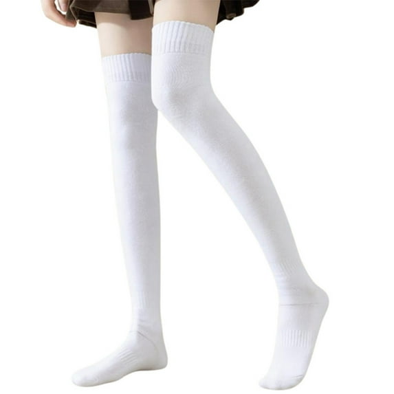 Thickened Warm Wool Over Knee Socks Stockings For Women Wool Circle Solid Colour Autumn Winter High Wool Thigh Socks With Fleece