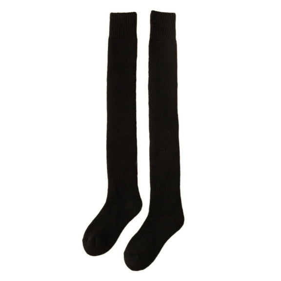 Thickened Warm Wool Over Knee Socks Stockings For Women Wool Circle Solid Colour Autumn Winter High Wool Thigh Socks With Fleece