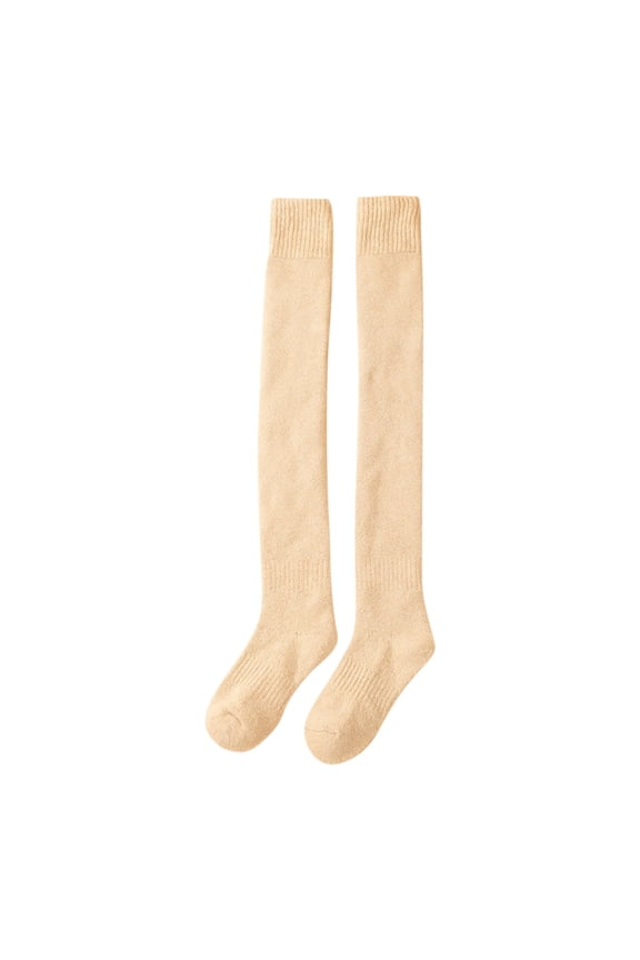 Thickened Warm Wool Over Knee Socks for Women Solid Colour Autumn Winter High Thigh Stockings With