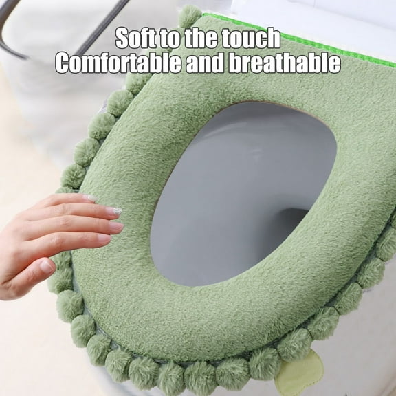 Thickened Washable Toilet Seat Cover with Zipper Design Fit for Household Bathroom Warm Cushioned Pad