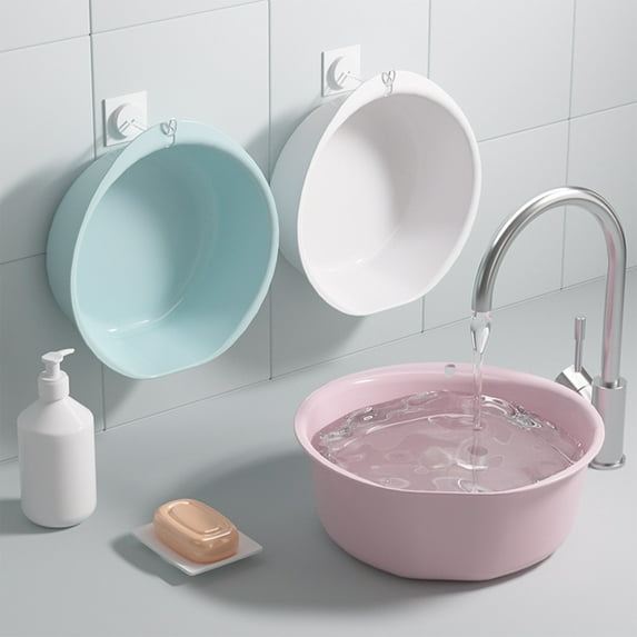 Thickened Washbasin Large Capacity Round Basin for Face Hand Foot Washing Multi-Purpose ABS Plastic 26.5x25.5x9cm White Pink Green Student Dorm Home Hotel