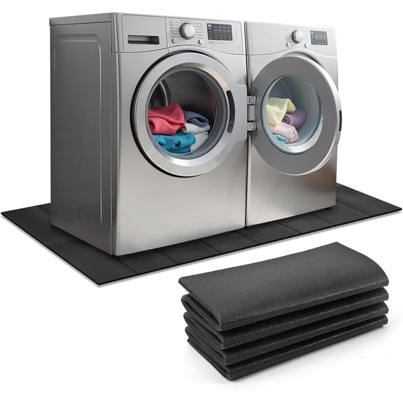 Thickened Under Washing Machine Mat 63" L x 29.5" W Shock Absorbing Noise Reducing Non-Slip Foldable Floor Mat Freely Cut for Refrigerator Washer Dryer Portable Air Conditioner Floor Protection