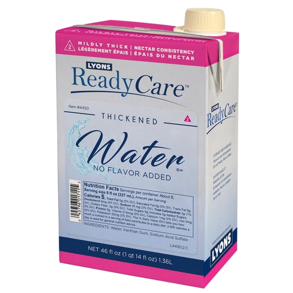 Thickened Water No Flavor Added, Sugar Free - Nectar/Level 2