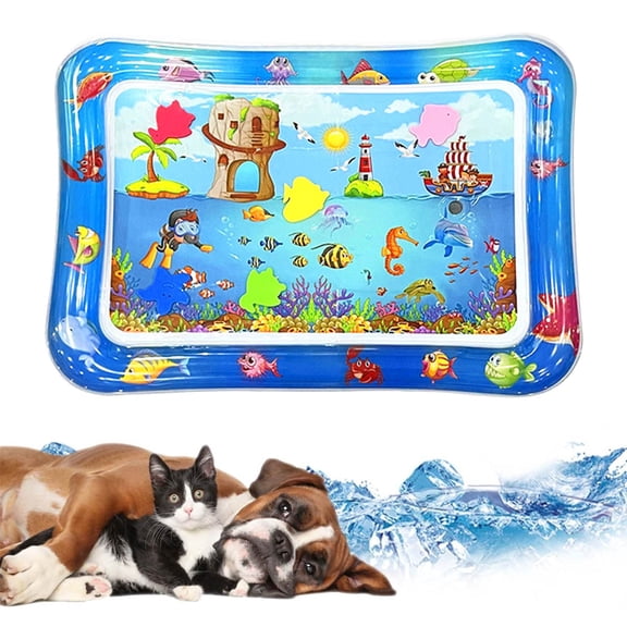 Thickened Water Sensor Play Mat,Water Mat Play Toys,Sensory Water Playmat for Cats Dogs Pets Baby,Anti-Scratch Cool Comfort Cat Water Play Mat,Summer Indoor Interactive Pet Toys