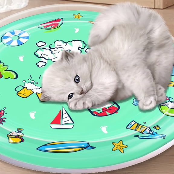Thickened Water Sensory Play Mat for Cats & Kids - Interactive Fish Design, Cool Comfortable Sensory Pad, Includes Pump, Durable PVC Material, Easy Setup & Storage