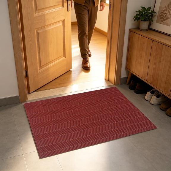 Thickened Waterproof PVC Door Mat, Non-Slip Absorbent Surface with Raised Textured Ridges, Easy-to-Clean Entry Rug for Bathrooms, Kitchens, and Front Door.