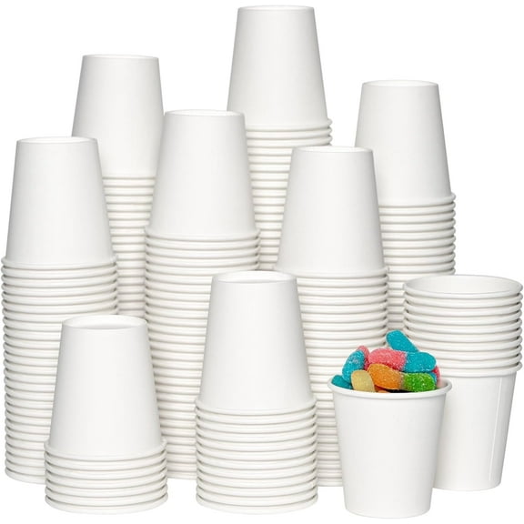 Thickened White Paper Cups, Disposable Small Capacity Paper Cups, Espresso Cups, Milk Tea Paper Cups,Disposable Bathroom Cups,for Water Juice Coffee Tea Mouthwash (3 oz/100Pcs)