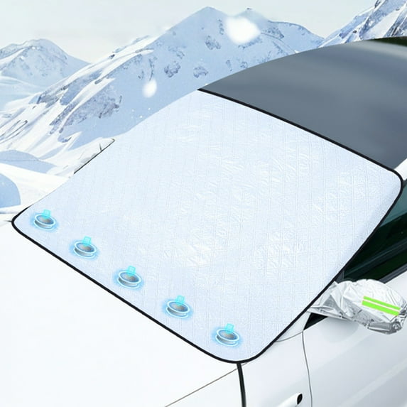 Thickened Windshield Snow Cover for Cars - Winter Waterproof Car Cover, Insulated Shield Against Snow, Ice & Frost, Easy to Install & Remove, Silver, 59.05*43.3in