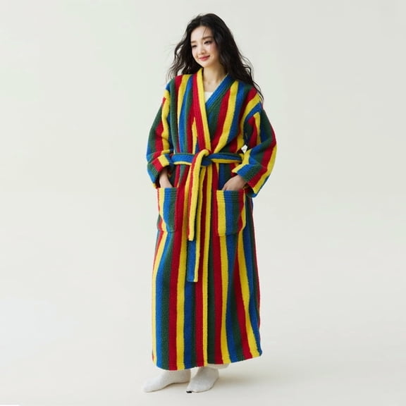 Thickened Winter Couple’s Robe Pajamas - Unisex Coral Fleece Long Bathrobe